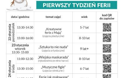 Ruszamy z zapisami online na FERIE (1. tydzień: 22-26.01)