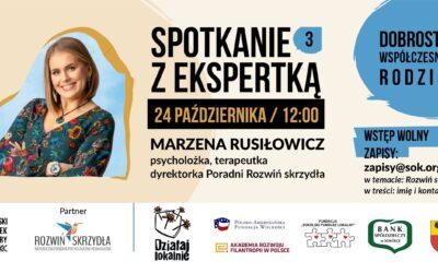 Zaproszenie na spotkanie z psycholożką MARZENĄ RUSIŁOWICZ wokół tematu rodzicielstwa